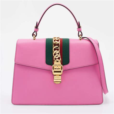 gucci sylvie tophandle pink|Gucci Medium Sylvie Top Handle Bag .